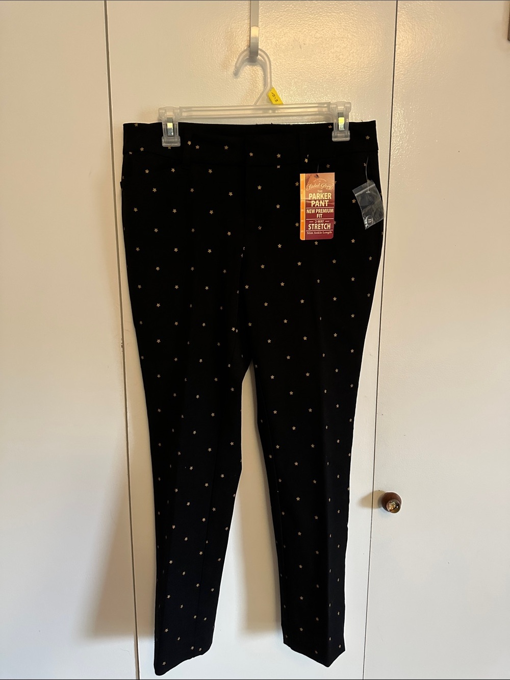 Faded Glory Black Pants with Gold Star Print